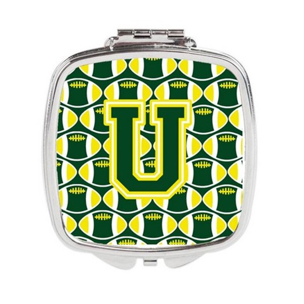 Carolines Treasures Letter U Football Green and Yellow Compact Mirror CJ1075-USCM